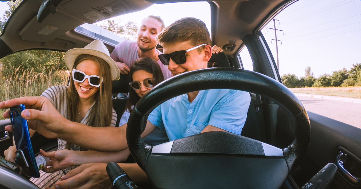 friends driving car